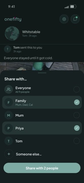onefifty — share sheet